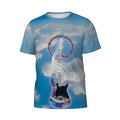 Fantasy Electric Guitar all-over print tee with sky background; sublimation on 95% polyester 5% spandex.