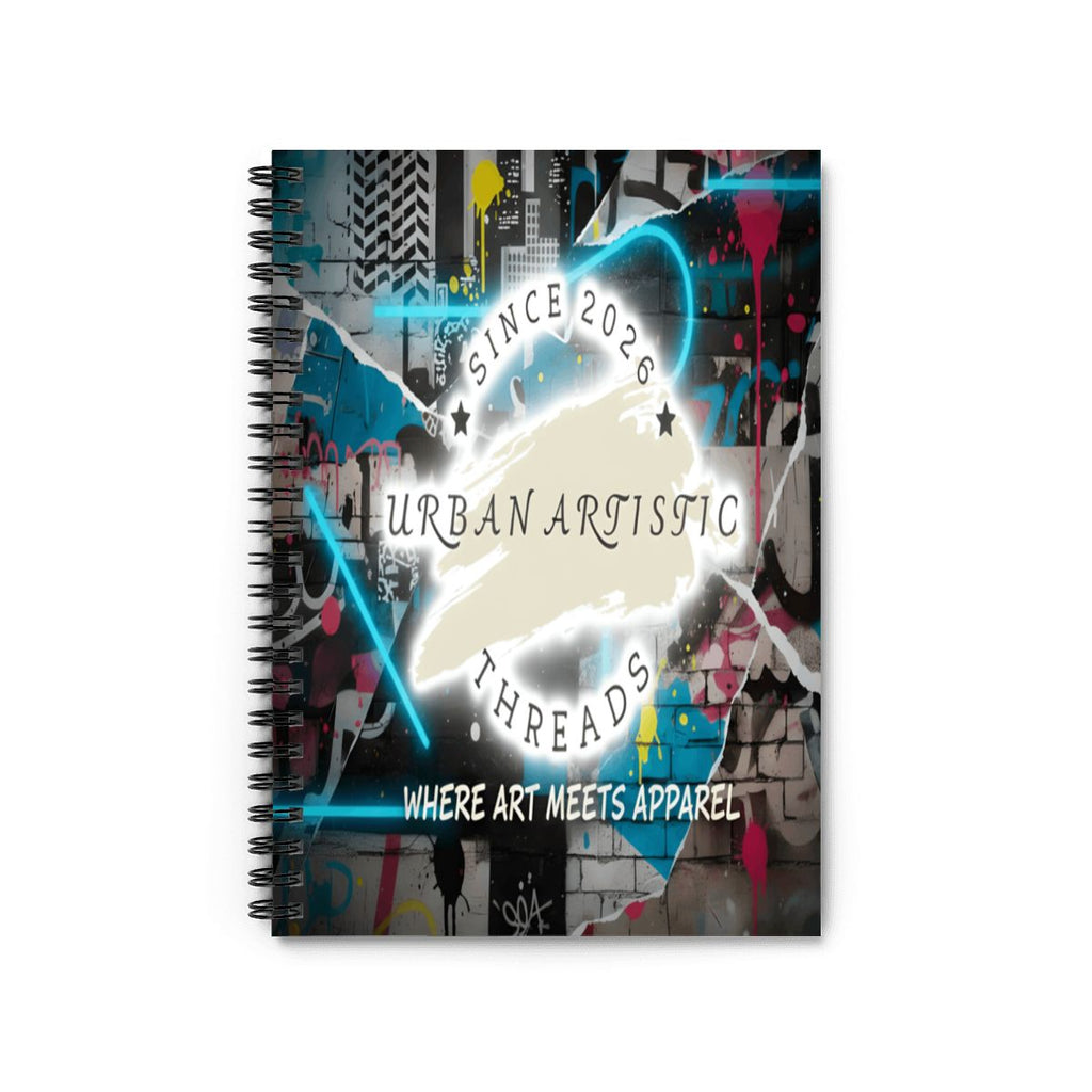 Urban Artistic Threads Signature Spiral Note Pad with graffiti art on front and back covers.