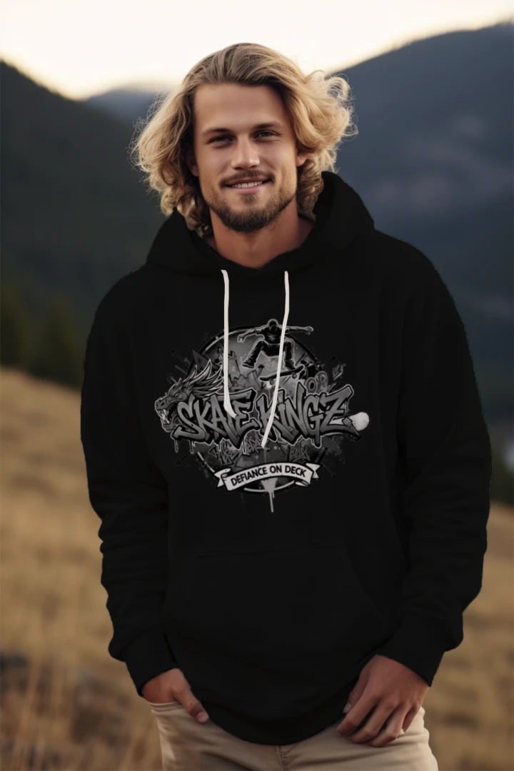 Skatekingz Black And White Hoodie For Skateboarders And Streetwear Fans