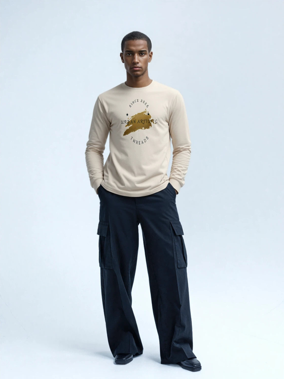 Urban Artistic Threads: Signature Logo Long Sleeve Tee