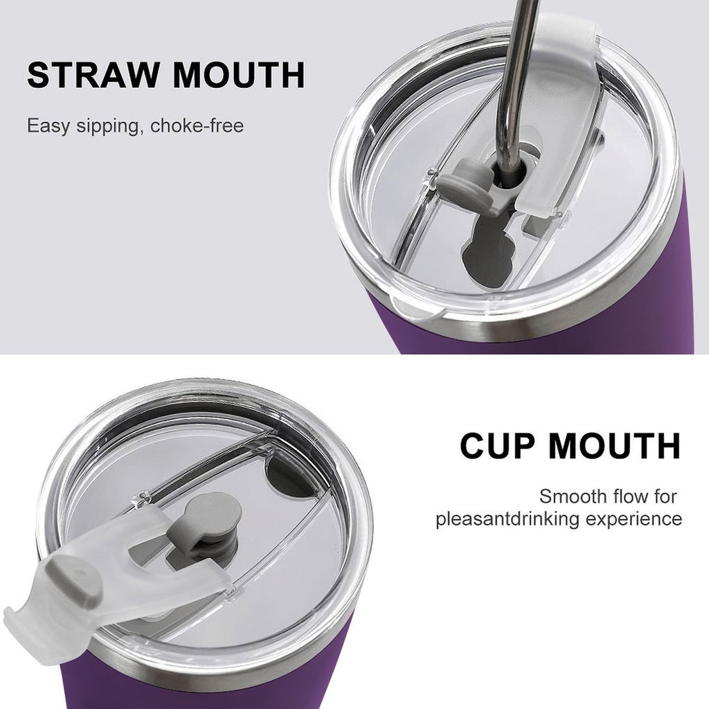 Urban Artistic Cosmic Rockstar 20oz purple travel tumbler with straw-mouth lid for easy sipping