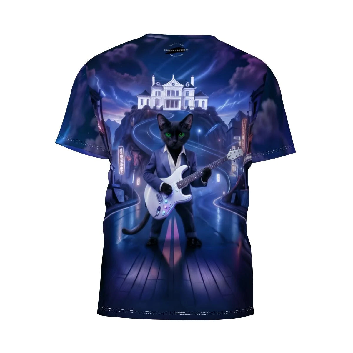 Midnight Rockstar Cat All-Over Print Tee