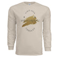 Urban Artistic Threads Signature Logo Long Sleeve Tee on beige fabric with gold brush stroke.
