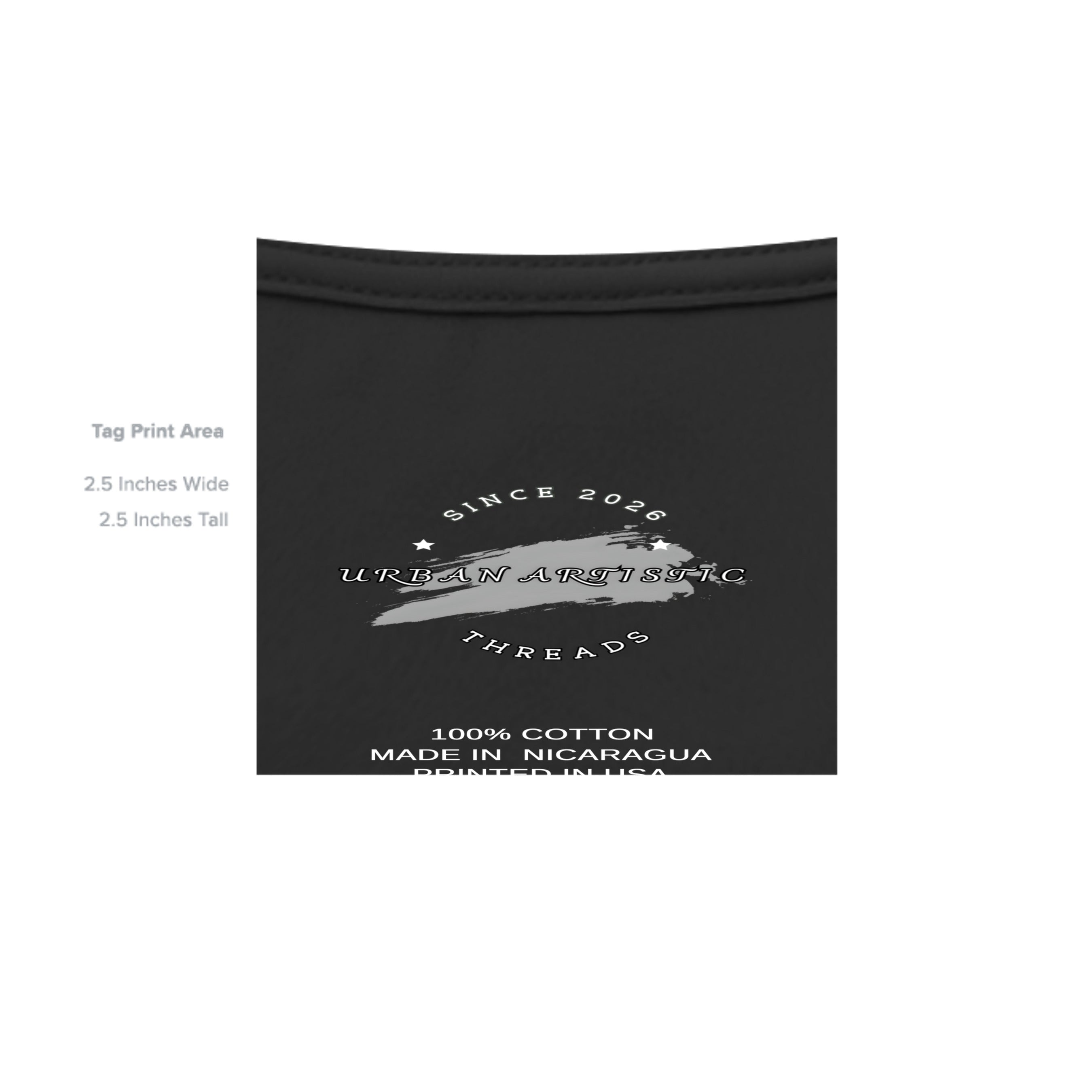 Skatekingz black skateboard tee shirt, neck seam visible with care tag; 100% cotton, made in Nicaragua