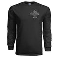 Skate kingz black and white long-sleeve tee with skateboarder and dragon artwork and Defiance on Deck banner.
