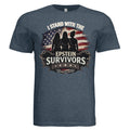 I Stand With Epstein Survivors shirt featuring silhouetted figures before an American flag, justice and accountability.