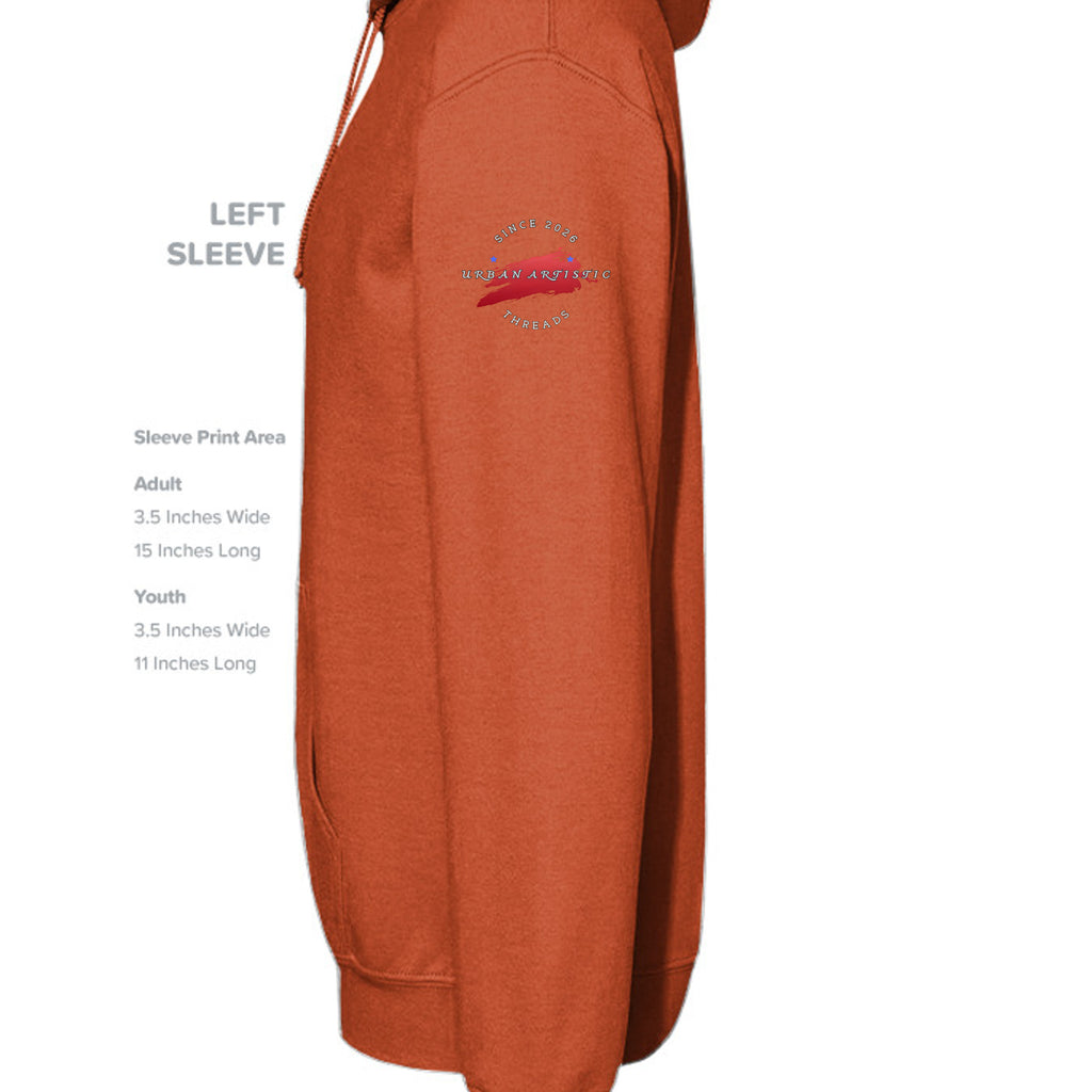 I Stand with the Epstein Survivors patriotic unisex fleece hoodie featuring Urban Artistic sleeve logo; 52% cotton.