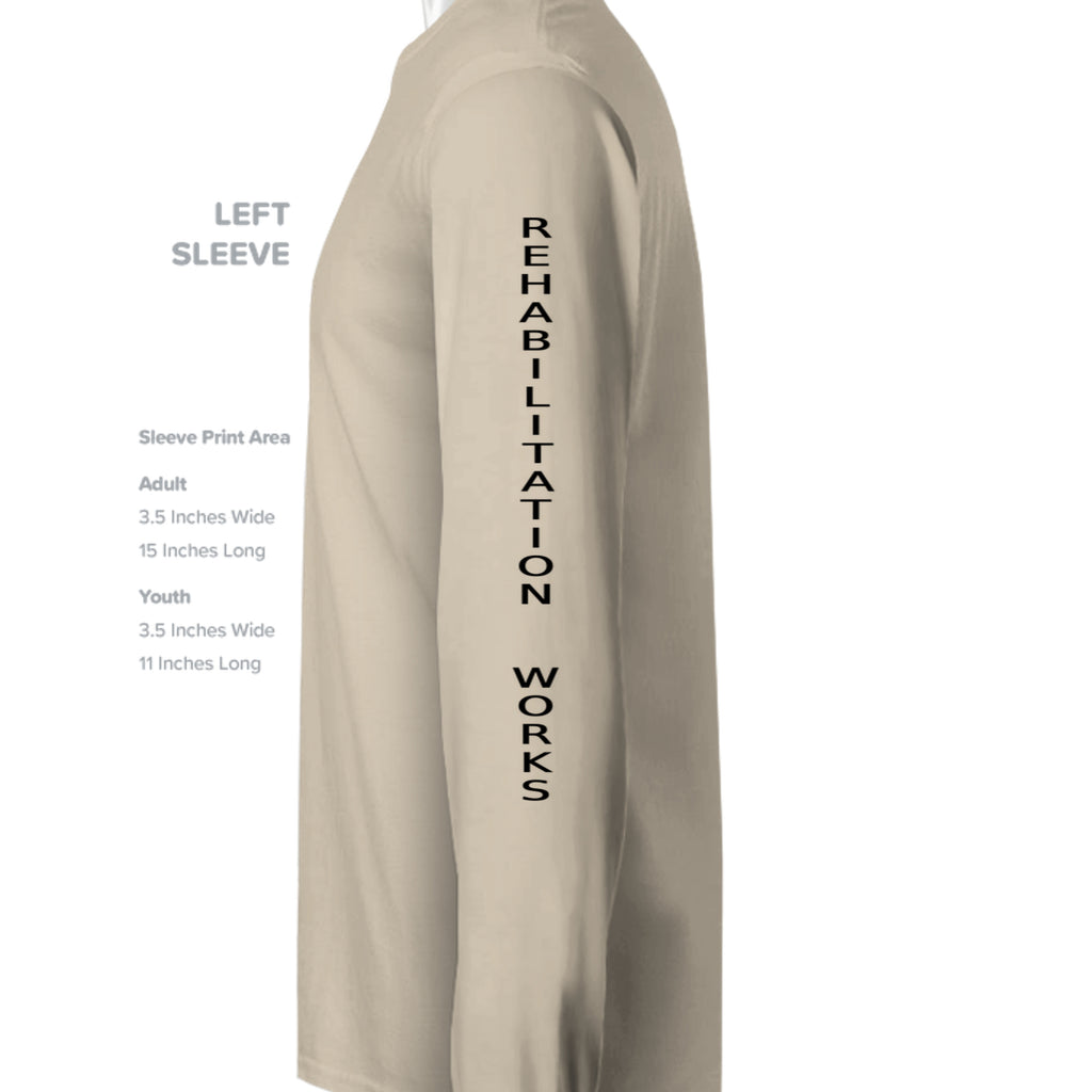 Second Chances Matter long sleeve tee advocating criminal justice reform with broken chains and open rehabilitation.