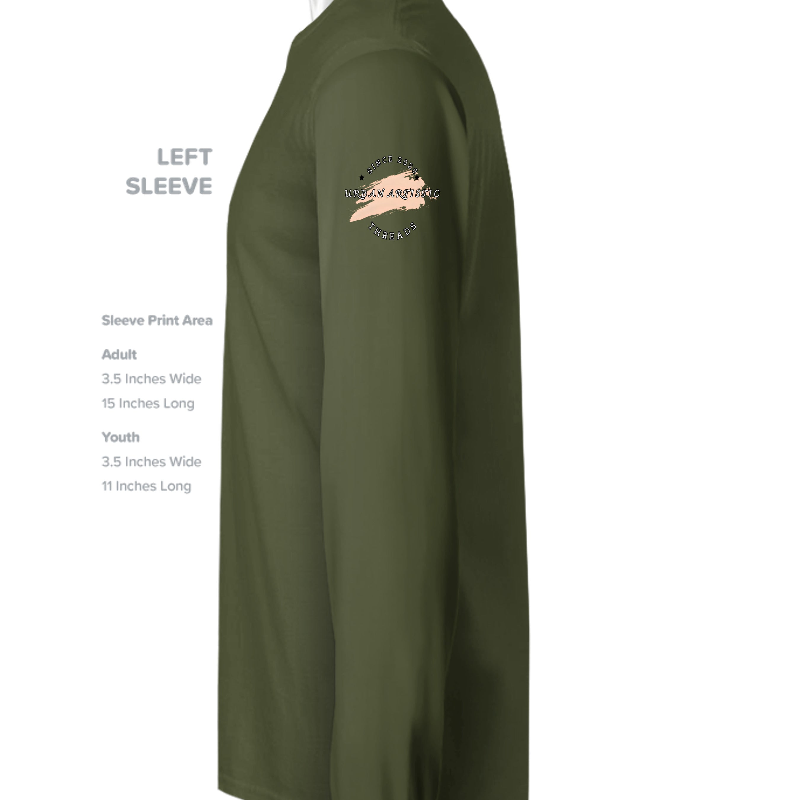 I'm an Unpaid Protester Premium Long Sleeve Shirt by Urban Artistic Threads, olive green with left-sleeve logo.