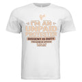 White Unpaid Protester Graphic Tee with peach UNPAID PROTESTER text and a raised fist icon.
