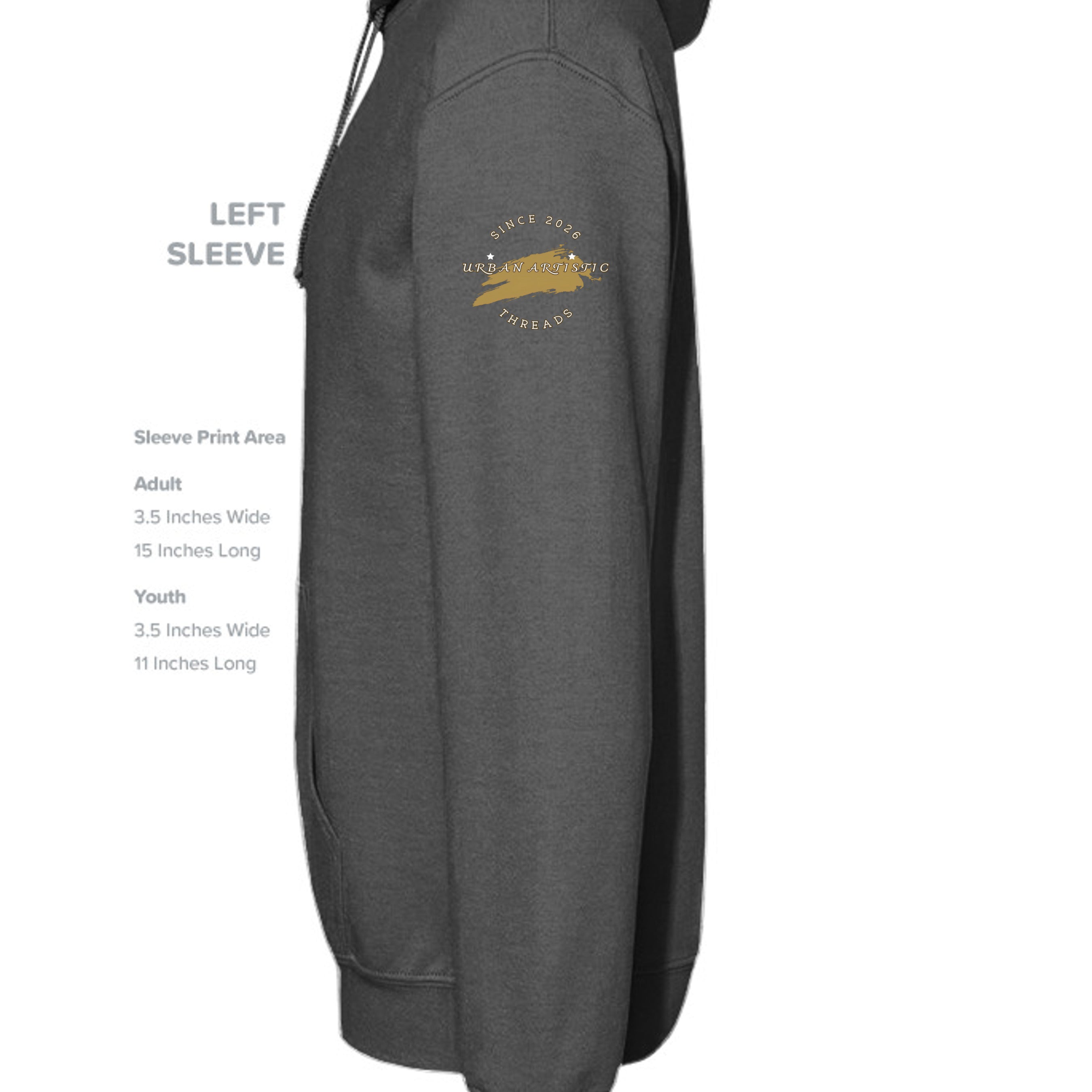 Second Chances Matter Rehabilitation Hoodie with circular gold Urban Artistic logo on front left chest.