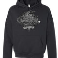Urban Vandel: Defiance On Deck hoodie in black and gray with graffiti-style logo and skateboarder graphic.