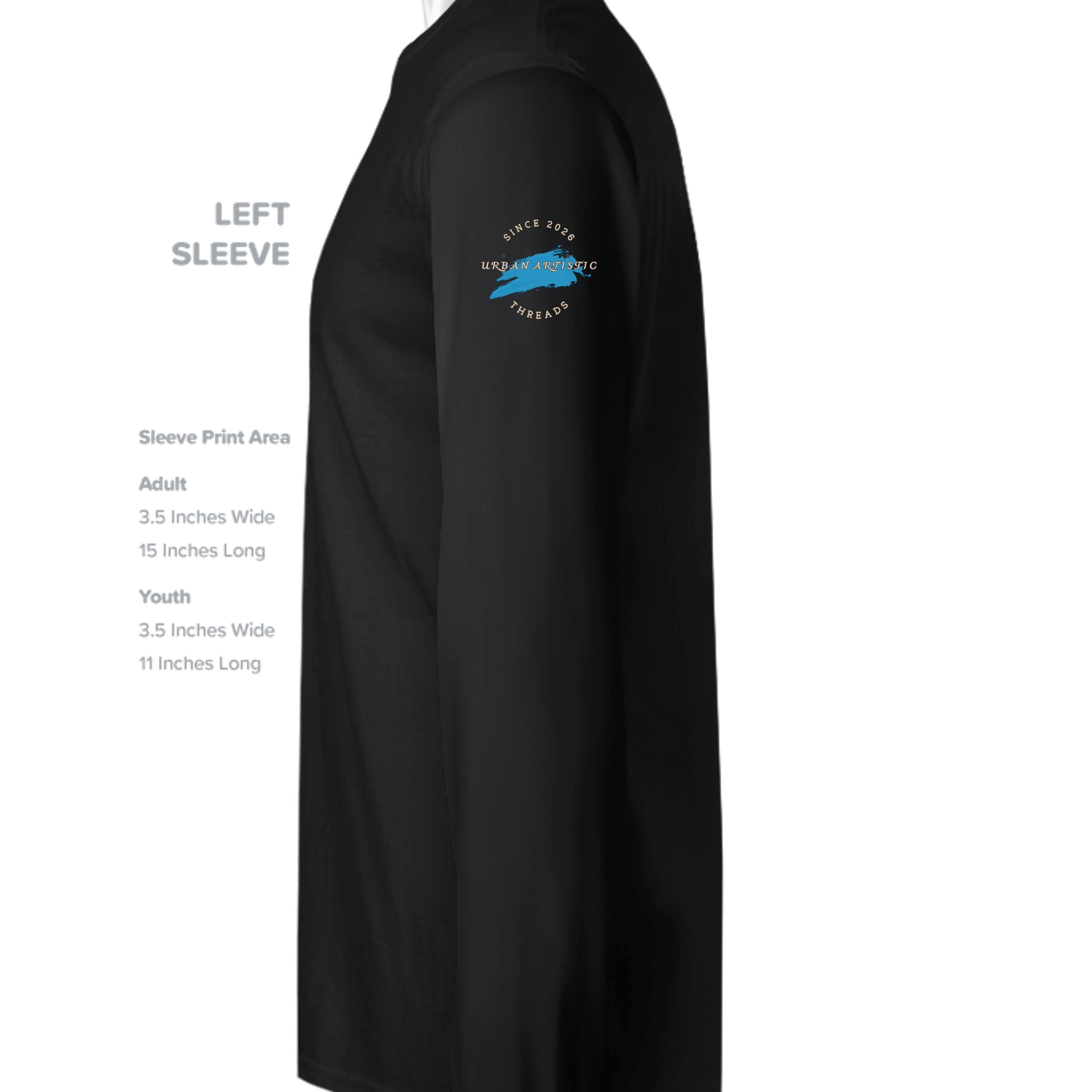 Urban Vandel Defiance On Deck Long Sleeve shirt featuring left-sleeve blue brush logo with Urban Artistic text on black