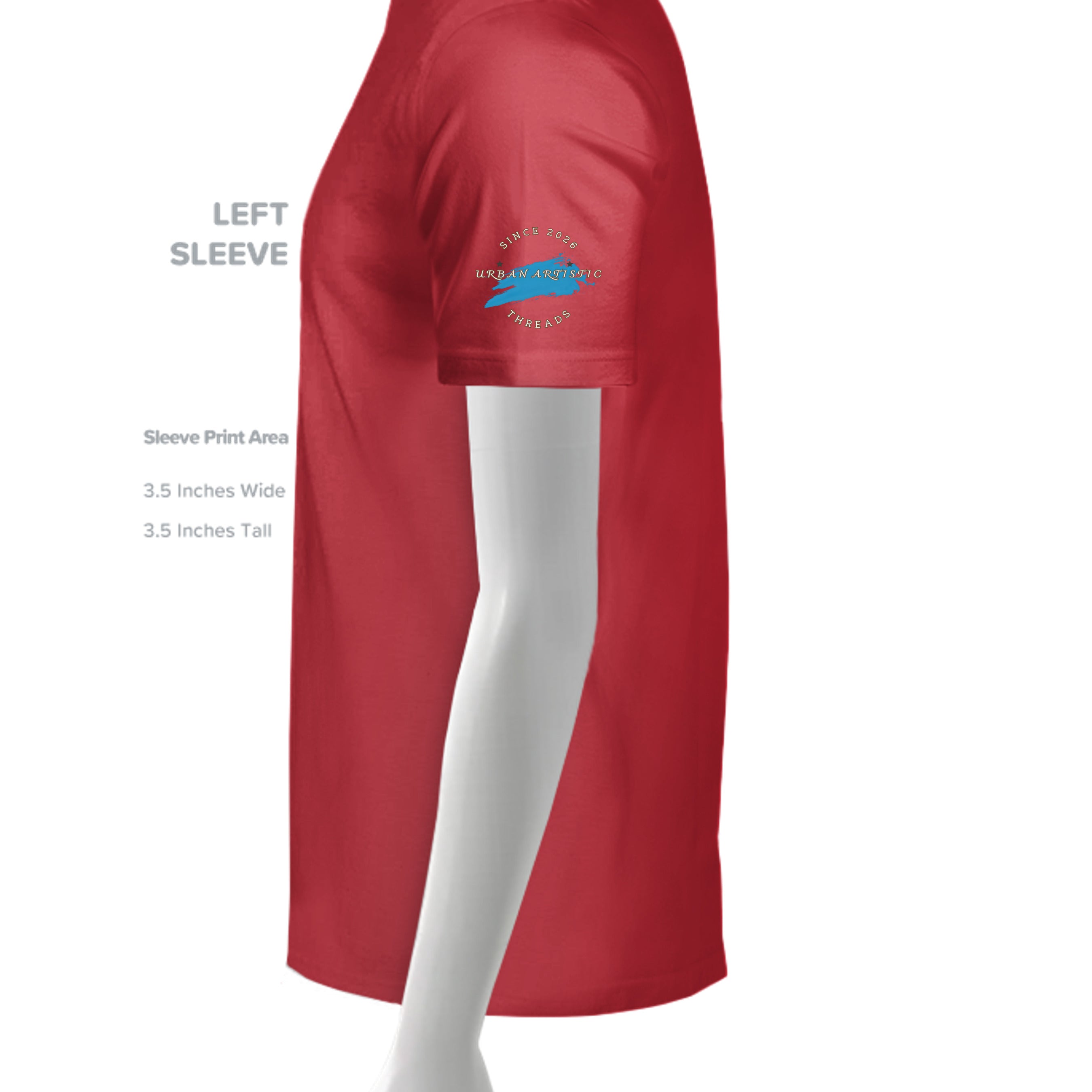 Urban Vandel Defiance On Deck Skateboard Youth Tee Shirt for Riders, red short-sleeve with left-sleeve logo