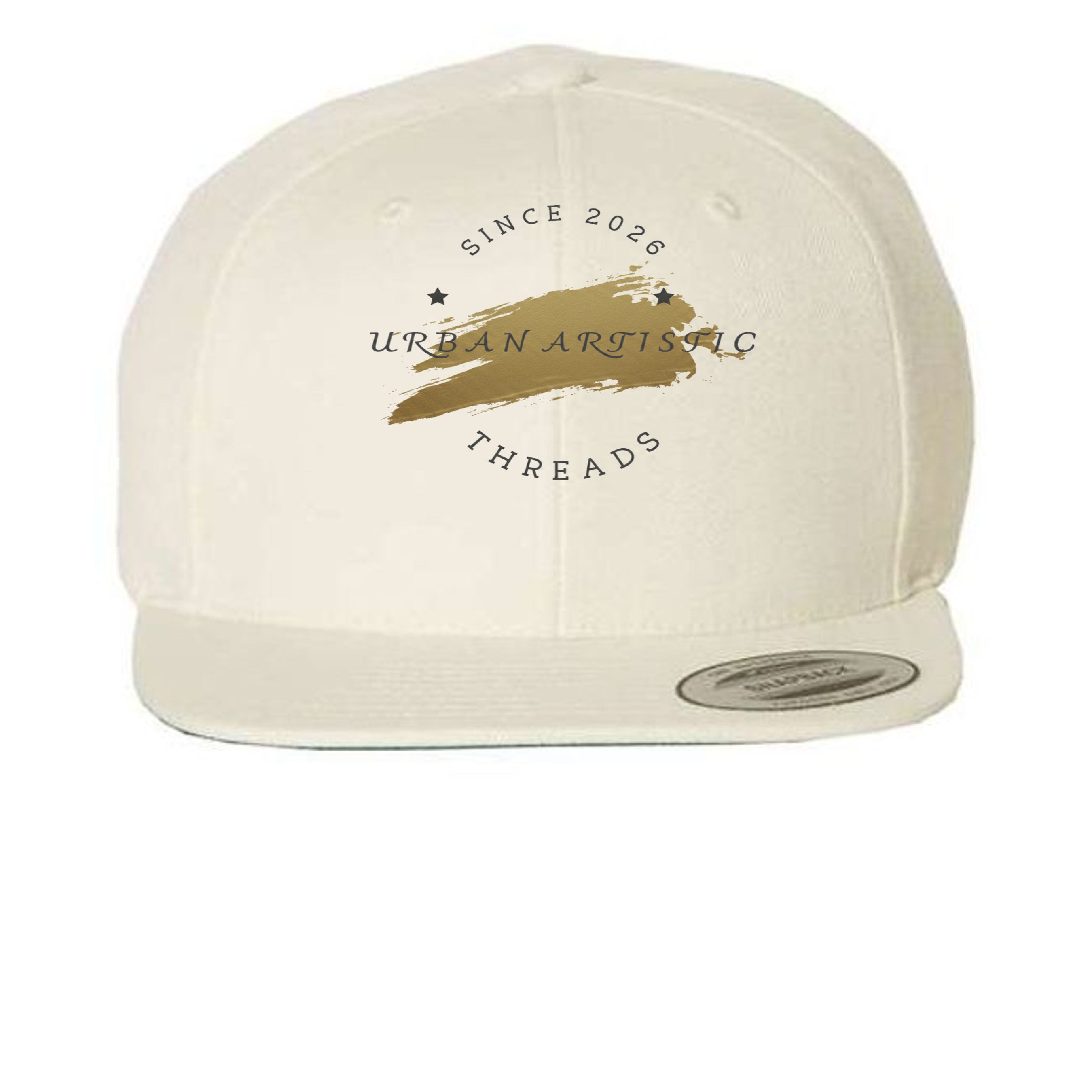 Urban Artistic Threads Premium Snapback Hat with signature front emblem on the Yupoong 6089M silhouette.