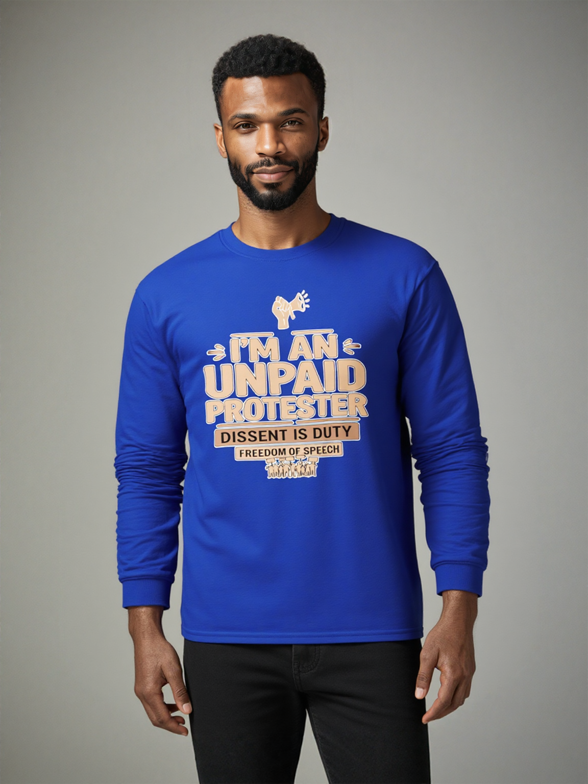 "Unpaid Protester" Graphic Long Sleeve Tee – Urban Artistic Threads
